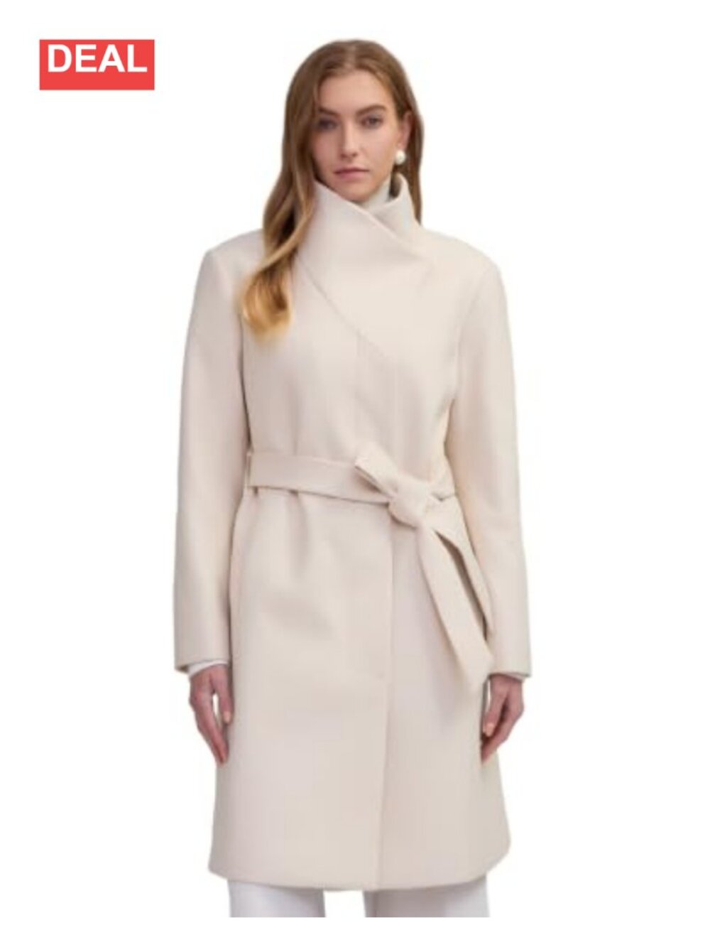 Wool Blend Pea Coat Single Breasted Belted Winter Overcoat